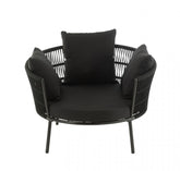 Stoel Joa Metaal/Rattan Zwart - Outdoor loungestoel - J-Line - livinglovely.nl