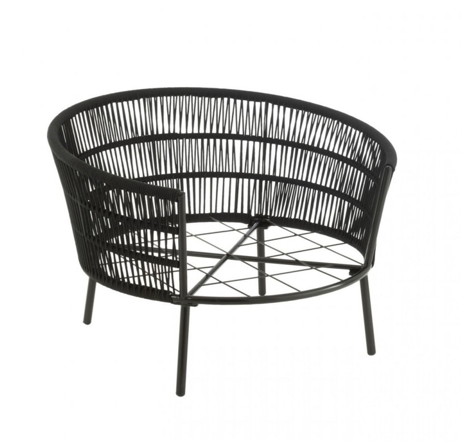 Stoel Joa Metaal/Rattan Zwart - Outdoor loungestoel - J-Line - livinglovely.nl