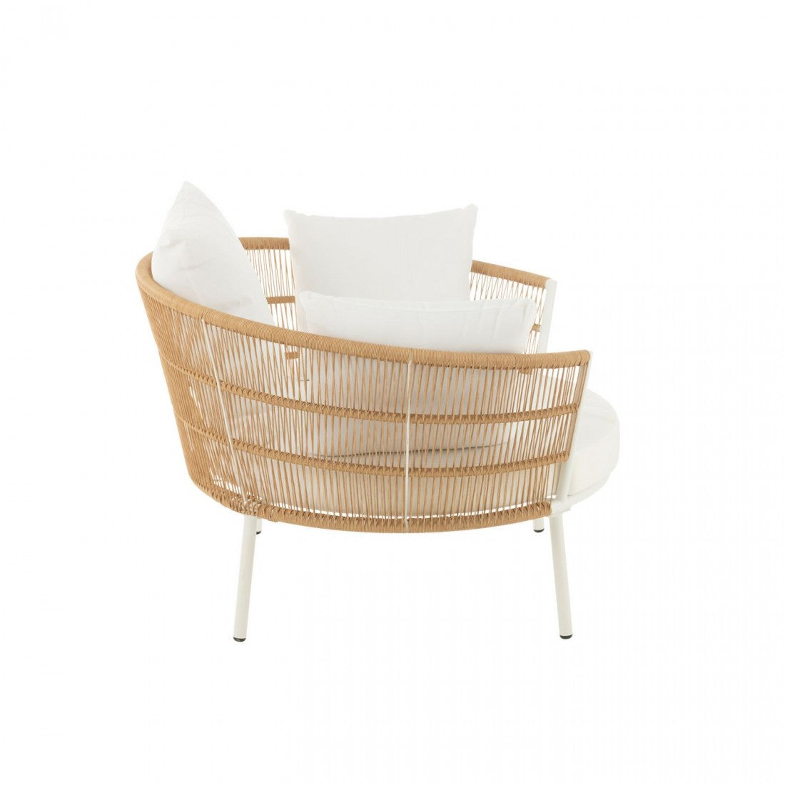Stoel Joa Metaal/Rotan Wit - Outdoor loungestoel - J-Line - livinglovely.nl