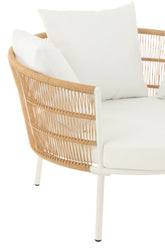 Stoel Joa Metaal/Rotan Wit - Outdoor loungestoel - J-Line - livinglovely.nl