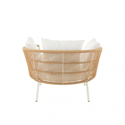Stoel Joa Metaal/Rotan Wit - Outdoor loungestoel - J-Line - livinglovely.nl
