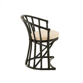 Stoel + Kussen Rotan/Textiel Zwart/Wit - Eetkamerstoel - J-Line - livinglovely.nl