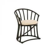 Stoel + Kussen Rotan/Textiel Zwart/Wit - Eetkamerstoel - J-Line - livinglovely.nl