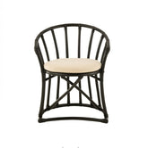 Stoel + Kussen Rotan/Textiel Zwart/Wit - Eetkamerstoel - J-Line - livinglovely.nl