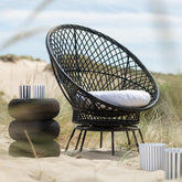 Stoel + Kussens Zayo Draai Metaal/Riet Zwart - Outdoor loungestoel - J-Line - livinglovely.nl