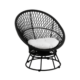 Stoel + Kussens Zayo Draai Metaal/Riet Zwart - Outdoor loungestoel - J-Line - livinglovely.nl