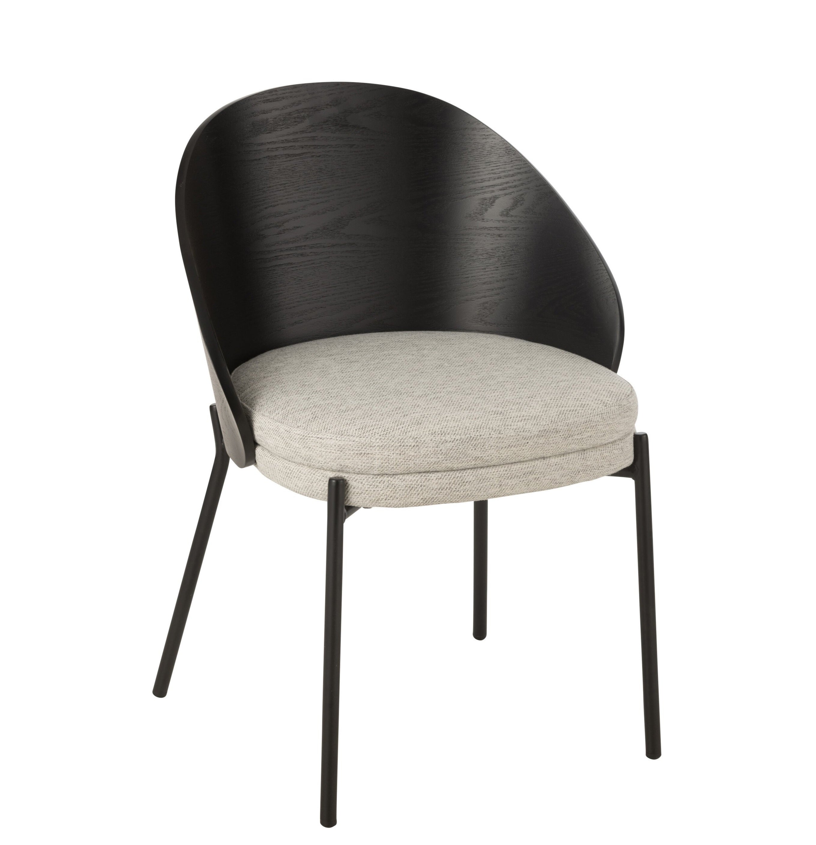 Stoel Lone Multiplex/Metaal Zwart/Grijs - Eetkamerstoel - J-Line - livinglovely.nl