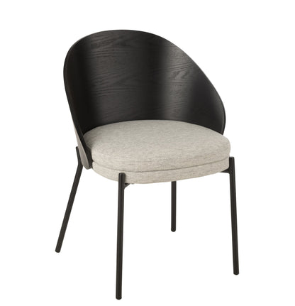 Stoel Lone Multiplex/Metaal Zwart/Grijs - Eetkamerstoel - J-Line - livinglovely.nl