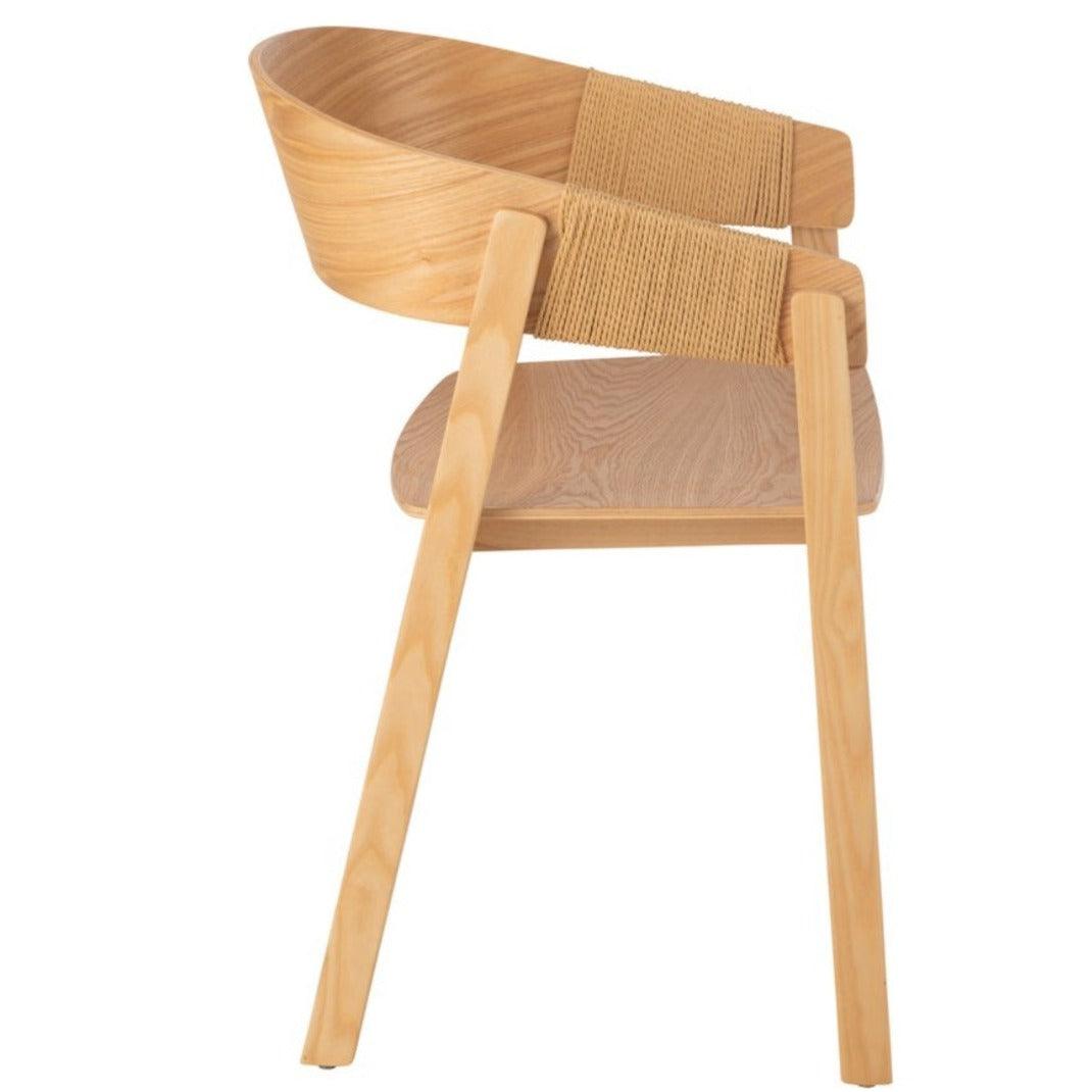 Stoel Naga Essenhout/Touw Naturel - Eetkamerstoel - J-Line - livinglovely.nl