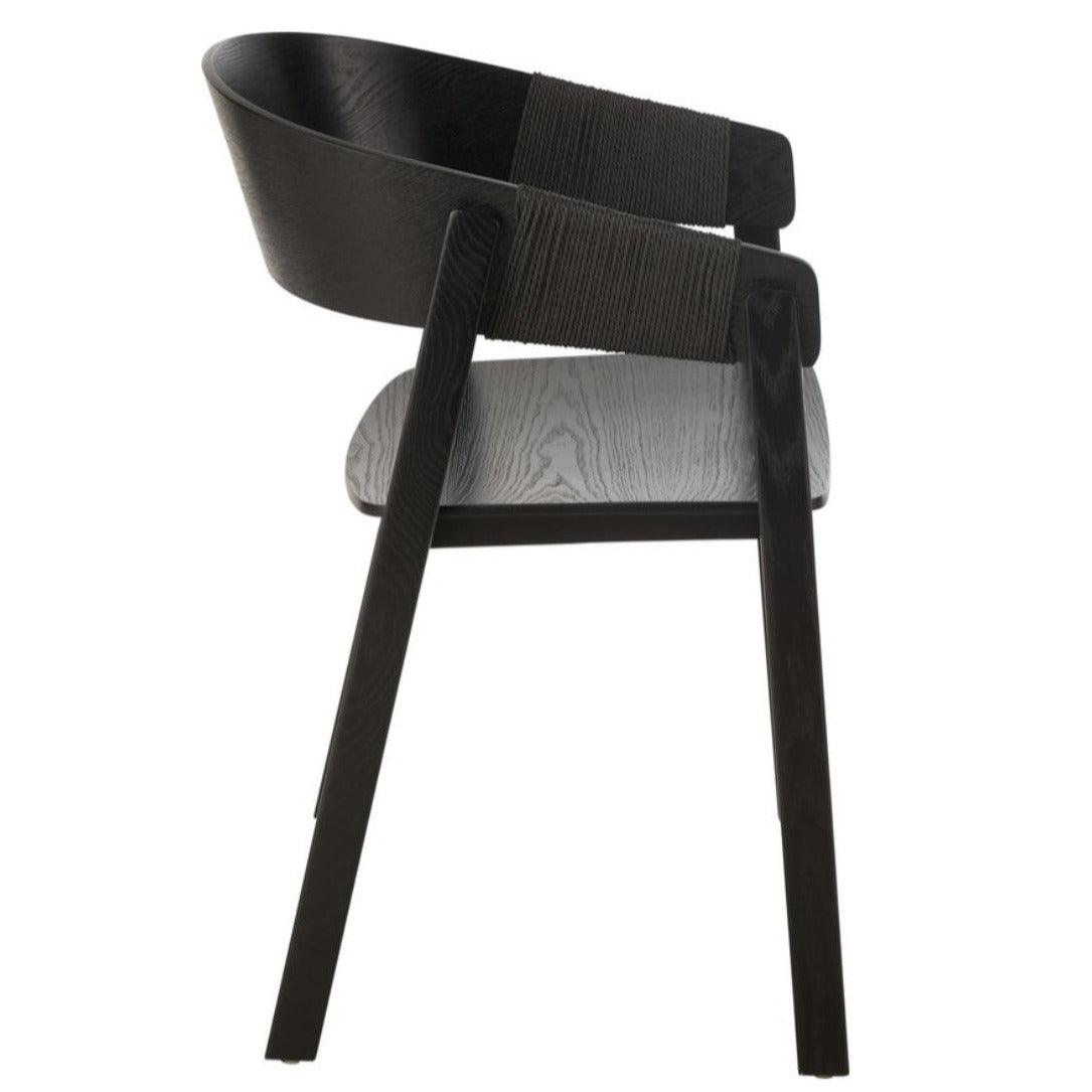 Stoel Naga Essenhout/Touw Zwart - Eetkamerstoel - J-Line - livinglovely.nl