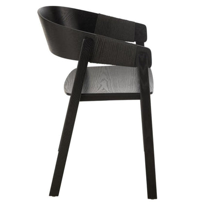 Stoel Naga Essenhout/Touw Zwart - Eetkamerstoel - J-Line - livinglovely.nl