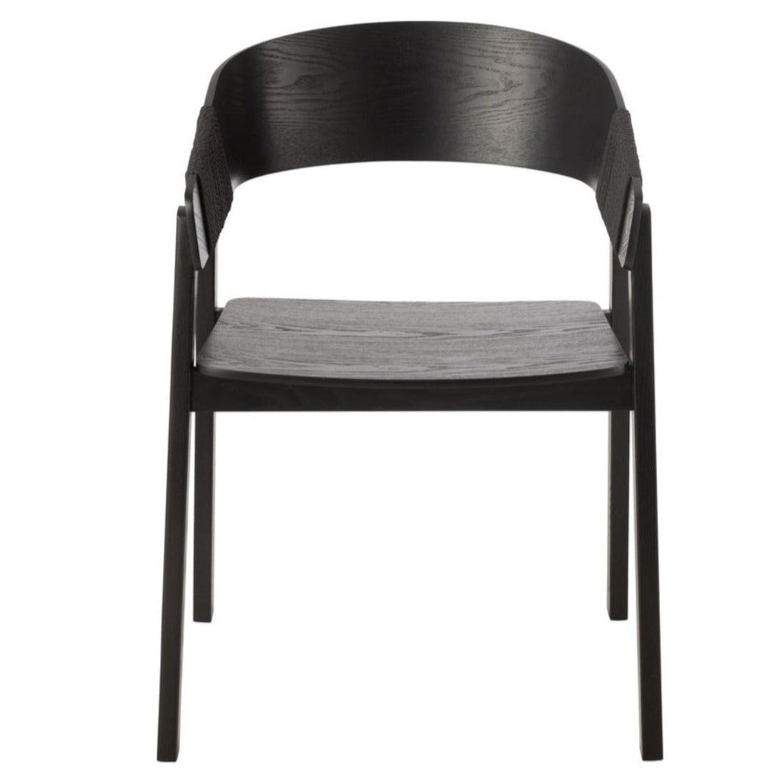 Stoel Naga Essenhout/Touw Zwart - Eetkamerstoel - J-Line - livinglovely.nl