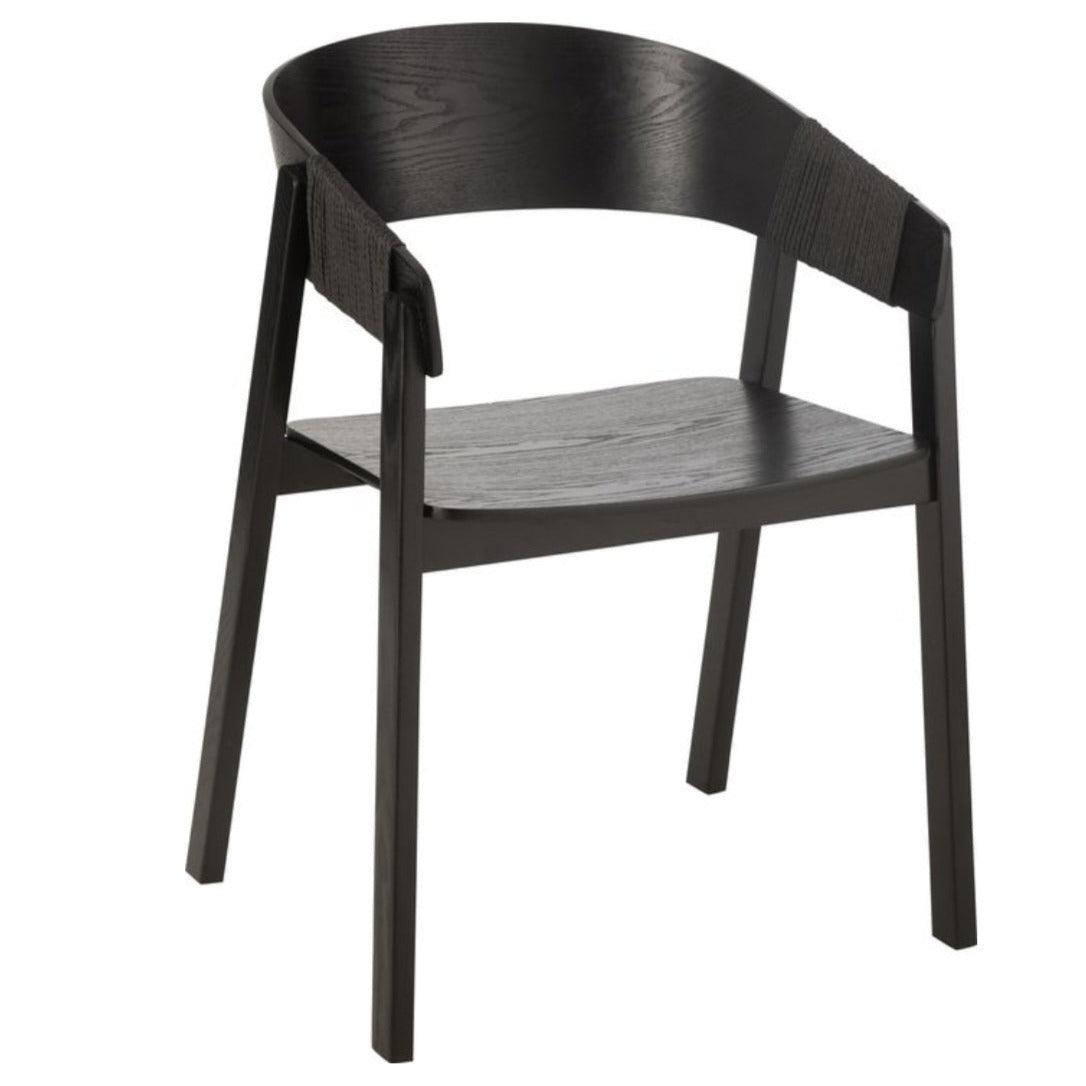 Stoel Naga Essenhout/Touw Zwart - Eetkamerstoel - J-Line - livinglovely.nl