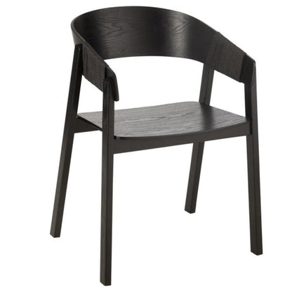Stoel Naga Essenhout/Touw Zwart - Eetkamerstoel - J-Line - livinglovely.nl