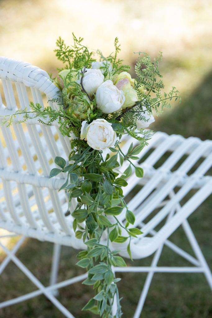 Stoel Rachel Buiten Metaal/Rattan Wit - Eetkamerstoel - J-Line - livinglovely.nl