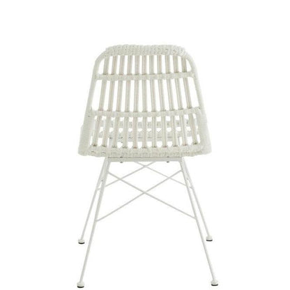 Stoel Rachel Buiten Metaal/Rattan Wit - Eetkamerstoel - J-Line - livinglovely.nl