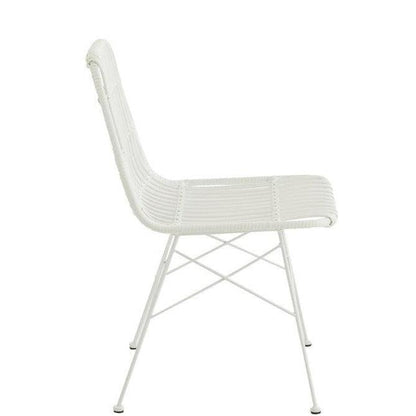 Stoel Rachel Buiten Metaal/Rattan Wit - Eetkamerstoel - J-Line - livinglovely.nl