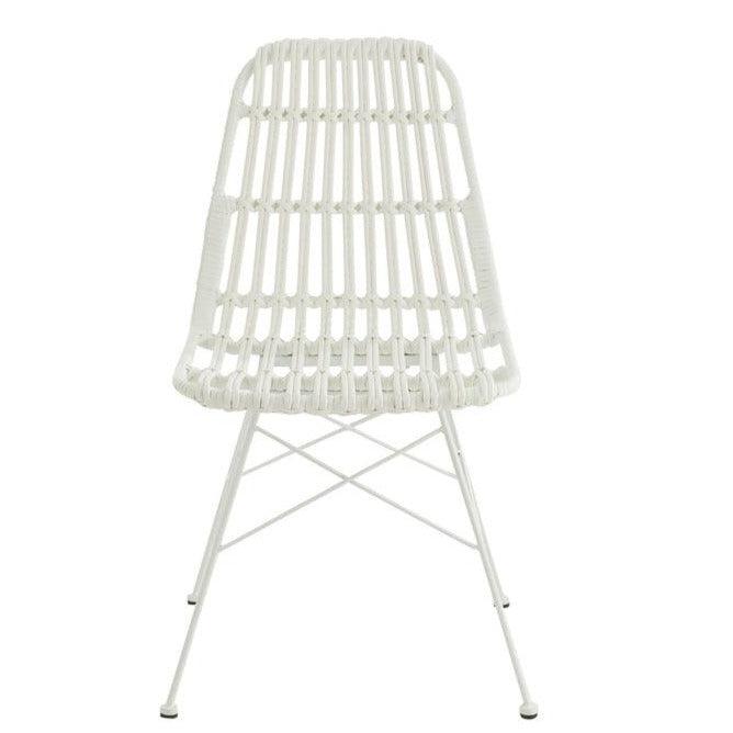 Stoel Rachel Buiten Metaal/Rattan Wit - Eetkamerstoel - J-Line - livinglovely.nl