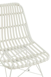 Stoel Rachel Buiten Metaal/Rattan Wit - Eetkamerstoel - J-Line - livinglovely.nl