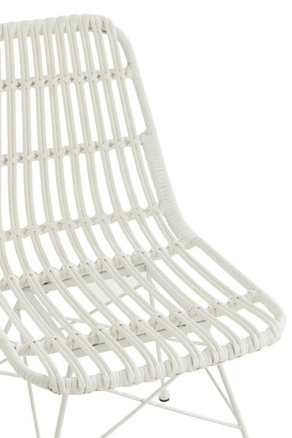 Stoel Rachel Buiten Metaal/Rattan Wit - Eetkamerstoel - J-Line - livinglovely.nl