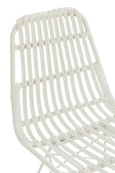 Stoel Rachel Buiten Metaal/Rattan Wit - Eetkamerstoel - J-Line - livinglovely.nl