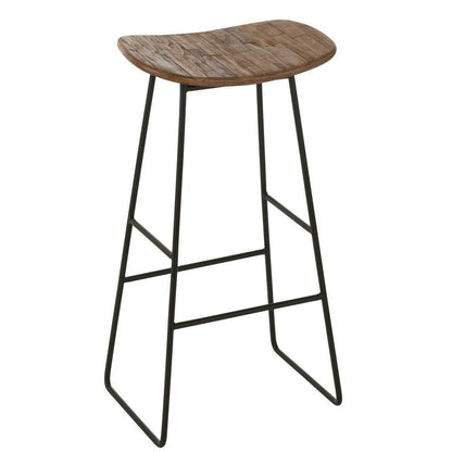 Stoel Rechthoekig Gerecycleerd Teak Naturel Large - Barkruk - J-Line - livinglovely.nl