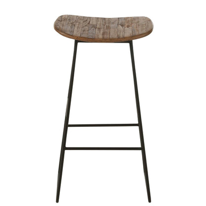 Stoel Rechthoekig Gerecycleerd Teak Naturel Large - Barkruk - J-Line - livinglovely.nl