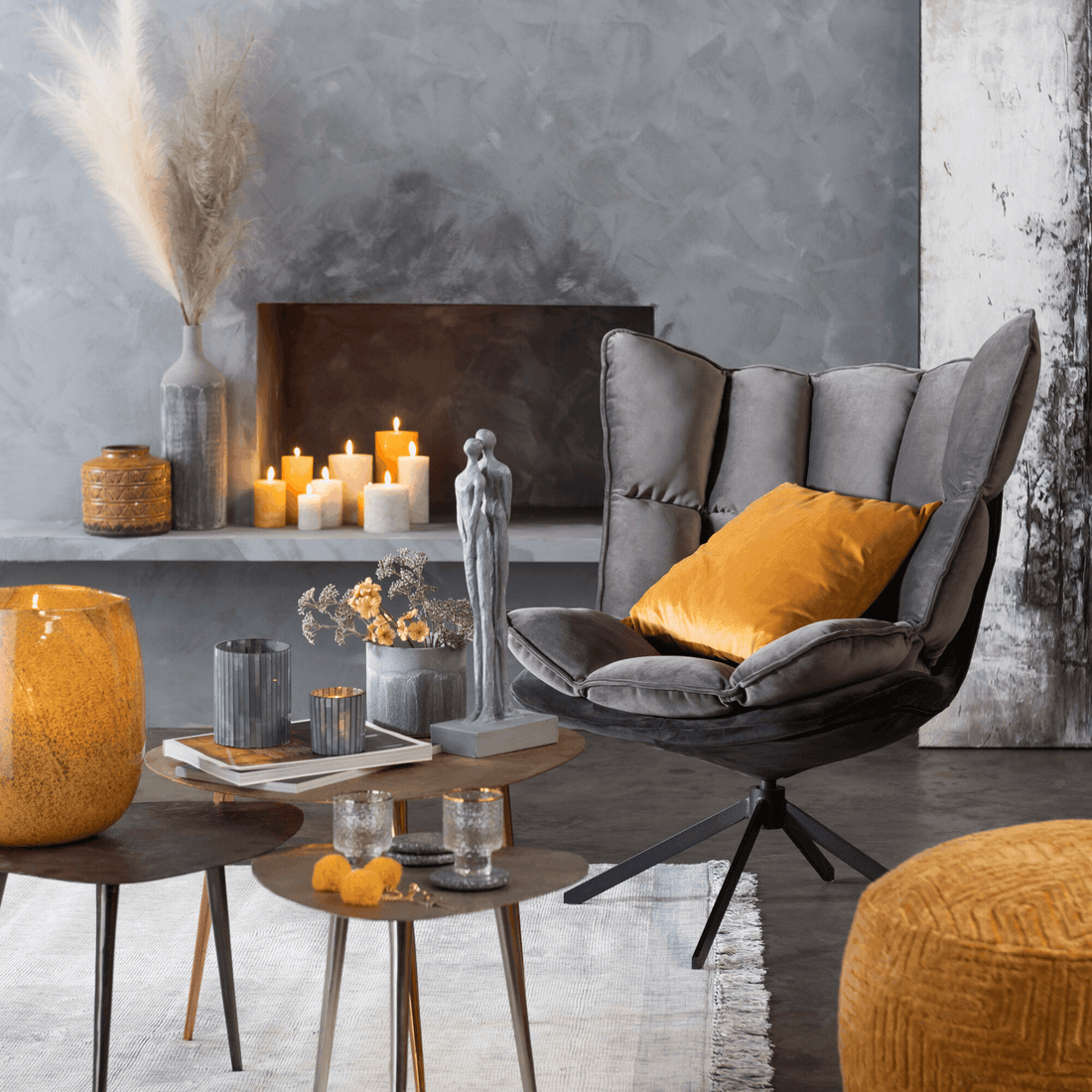 Stoel Relax Kussen Op Frame Textiel/Metaal Grijs J-Line