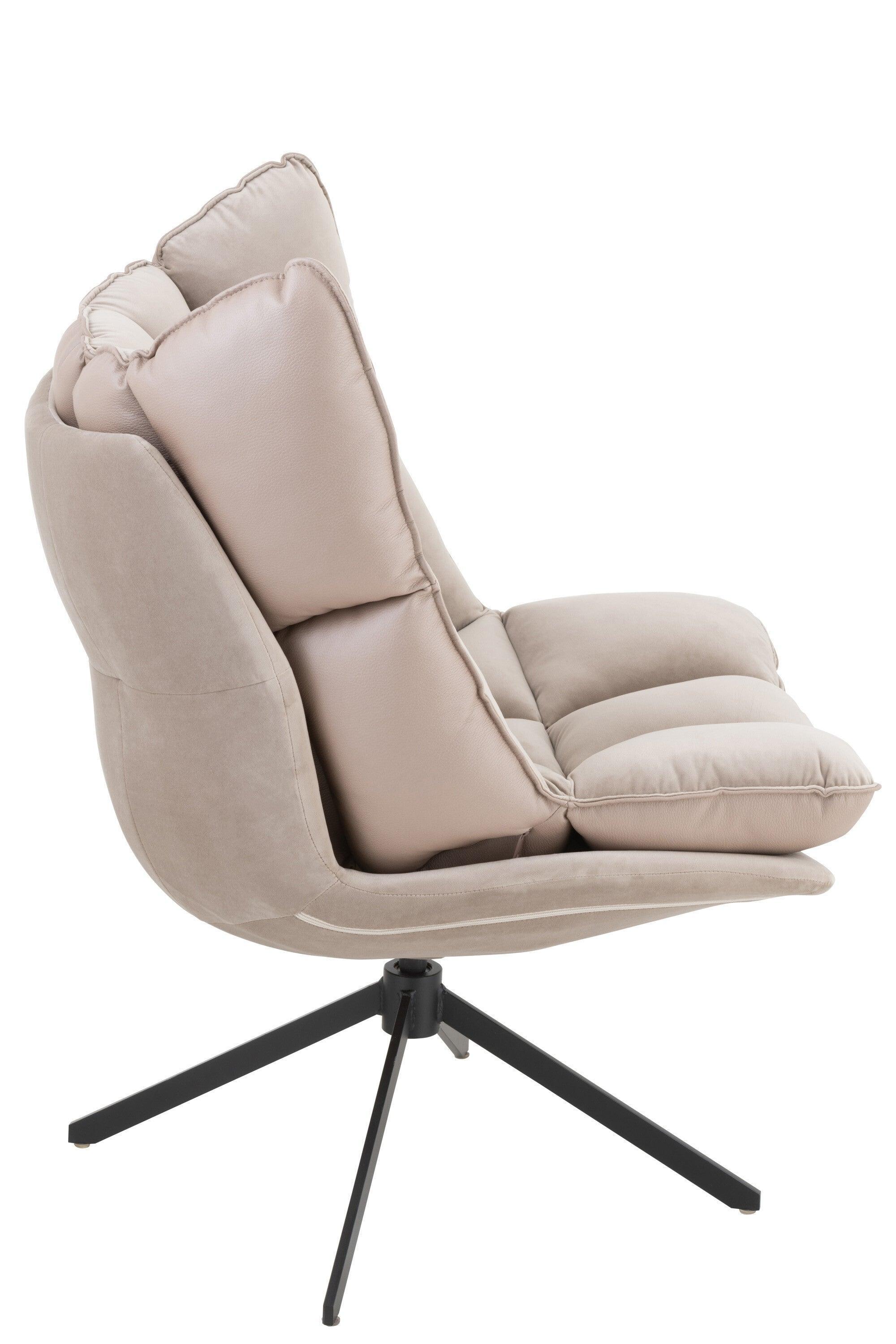 Stoel Relax Kussen Op Frame Textiel/Metaal Extra Licht Grijs - Fauteuil - J-Line - livinglovely.nl