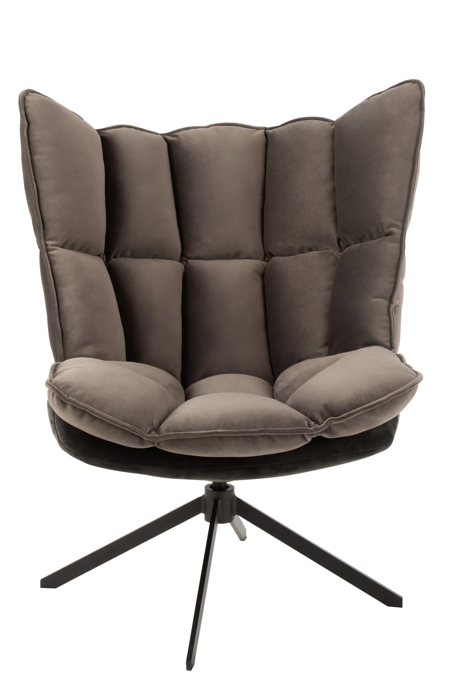 Stoel Relax Kussen Op Frame Textiel/Metaal Grijs , Fauteuil , J-Line , livinglovely.nl