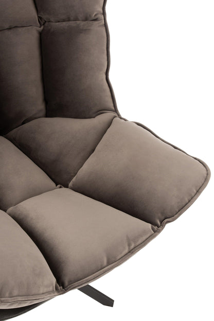 Stoel Relax Kussen Op Frame Textiel/Metaal Grijs , Fauteuil , J-Line , livinglovely.nl