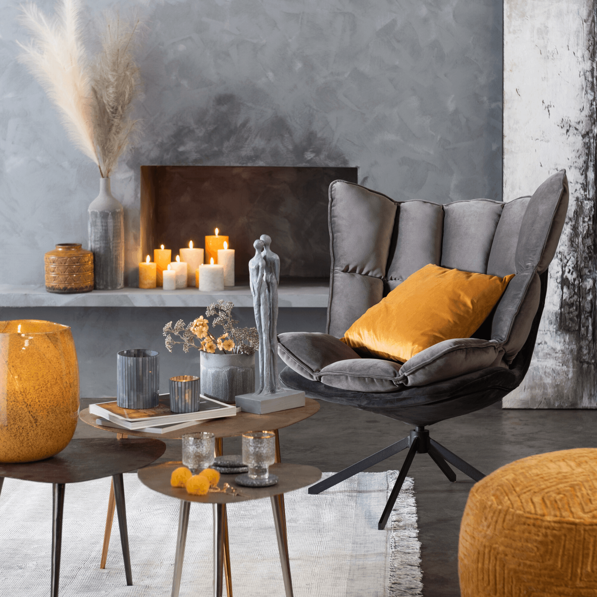 Stoel Relax Kussen Op Frame Textiel/Metaal Grijs - Fauteuil - J-Line - livinglovely.nl