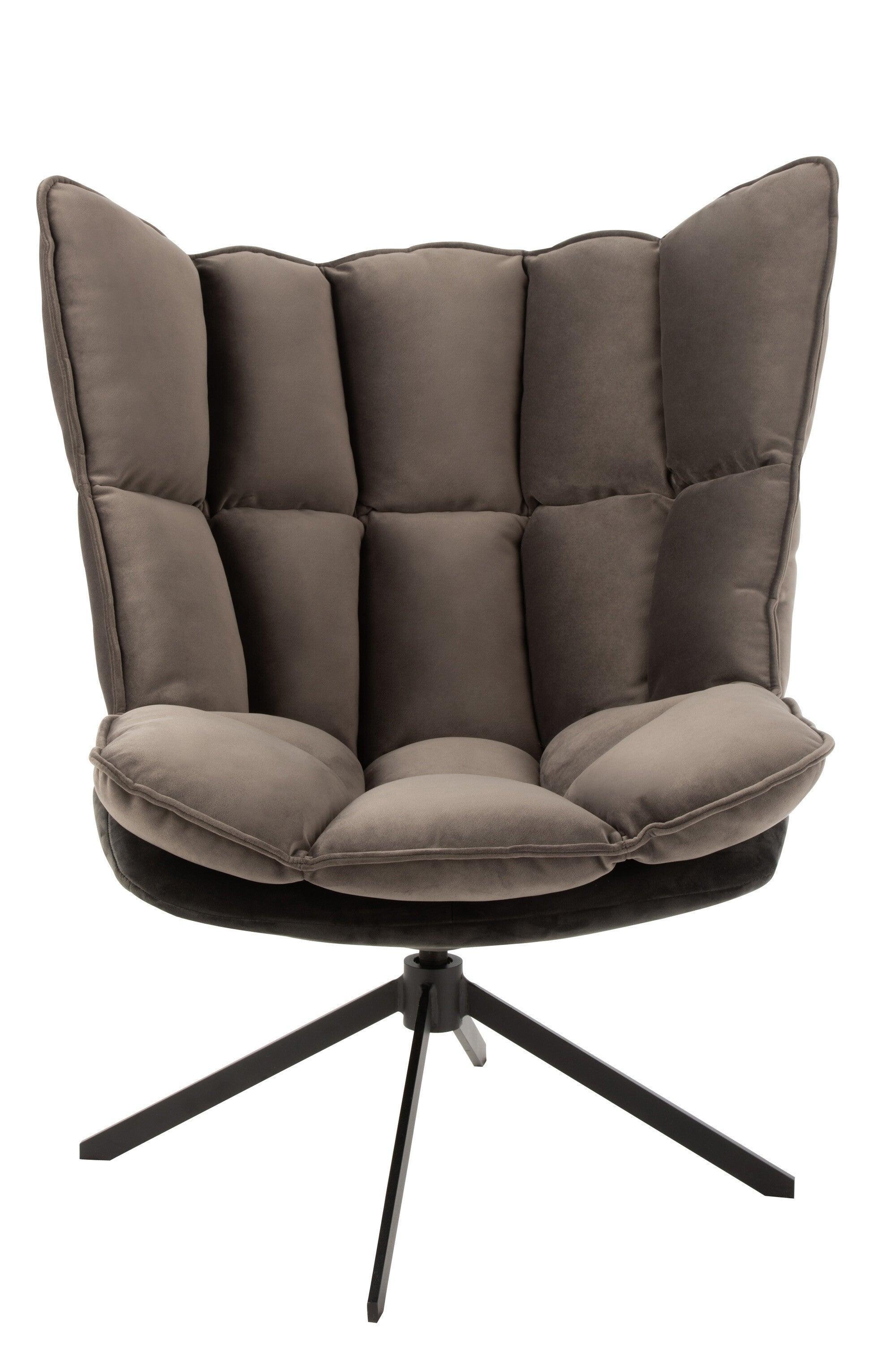 Stoel Relax Kussen Op Frame Textiel/Metaal Grijs - Fauteuil - J-Line - livinglovely.nl