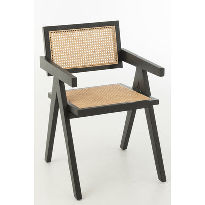 Stoel Rooster Essenhout/Rattan Zwart J-Line