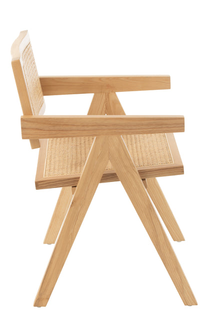 Stoel Rooster Essenhout/Rattan Naturel - Eetkamerstoel - J-Line - livinglovely.nl