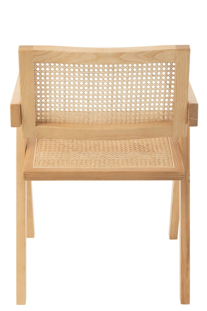 Stoel Rooster Essenhout/Rattan Naturel - Eetkamerstoel - J-Line - livinglovely.nl