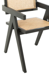 Stoel Rooster Essenhout/Rattan Zwart - Eetkamerstoel - J-Line - livinglovely.nl