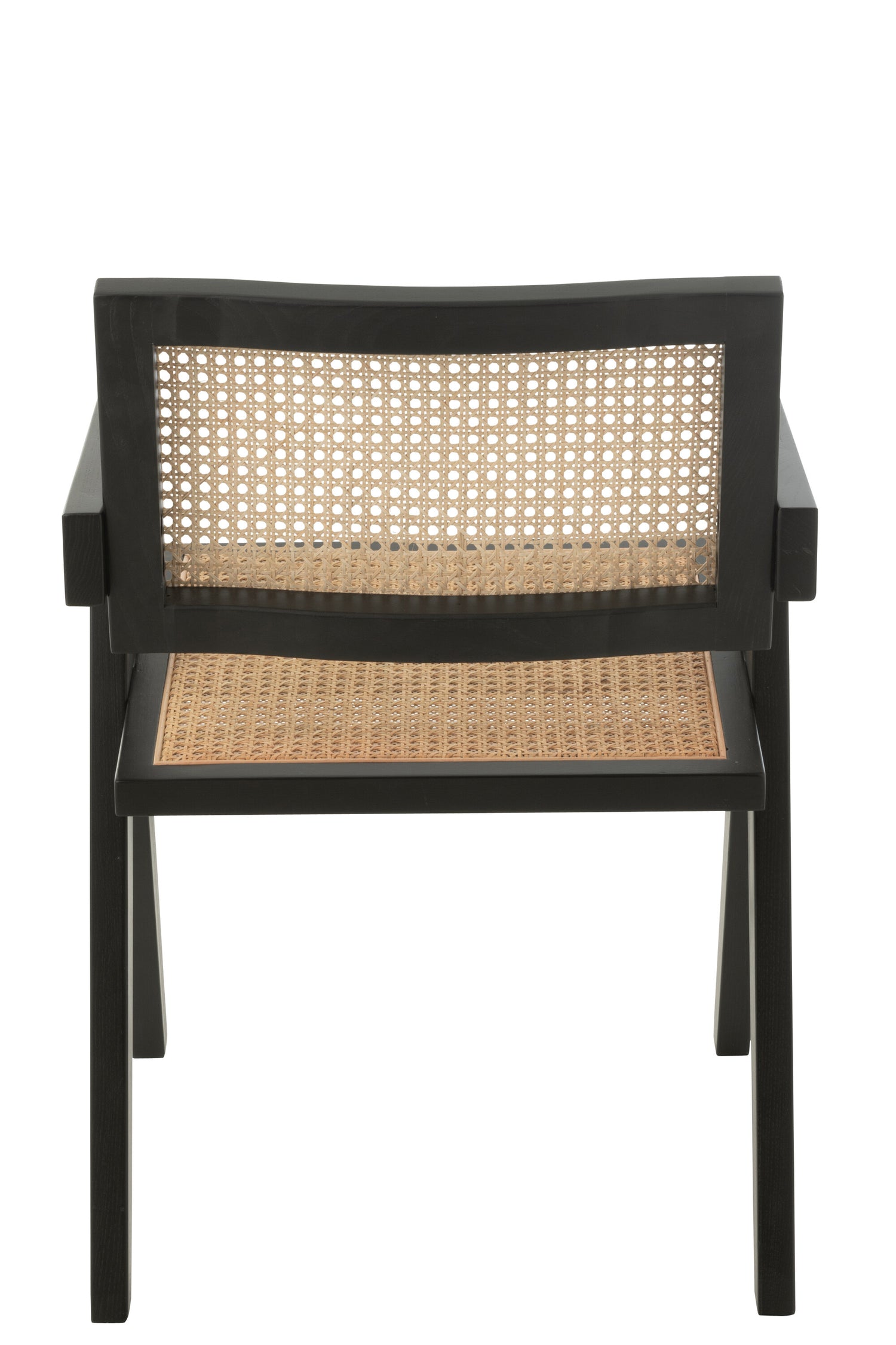 Stoel Rooster Essenhout/Rattan Zwart - Eetkamerstoel - J-Line - livinglovely.nl