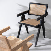 Stoel Rooster Essenhout/Rattan Zwart - Eetkamerstoel - J-Line - livinglovely.nl