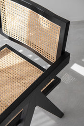 Stoel Rooster Essenhout/Rattan Zwart - Eetkamerstoel - J-Line - livinglovely.nl