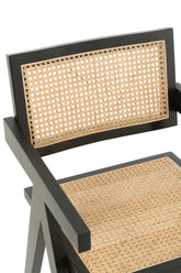 Stoel Rooster Essenhout/Rattan Zwart - Eetkamerstoel - J-Line - livinglovely.nl