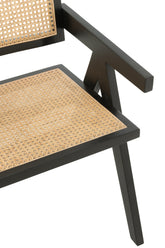 Stoel Rooster Essenhout/Rattan Zwart - Eetkamerstoel - J-Line - livinglovely.nl