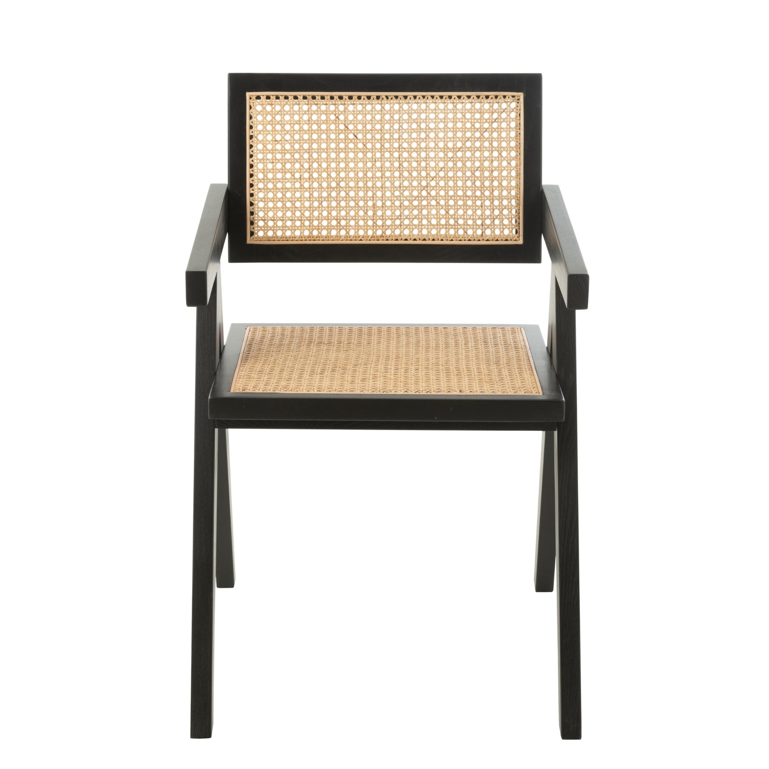 Stoel Rooster Essenhout/Rattan Zwart - Eetkamerstoel - J-Line - livinglovely.nl