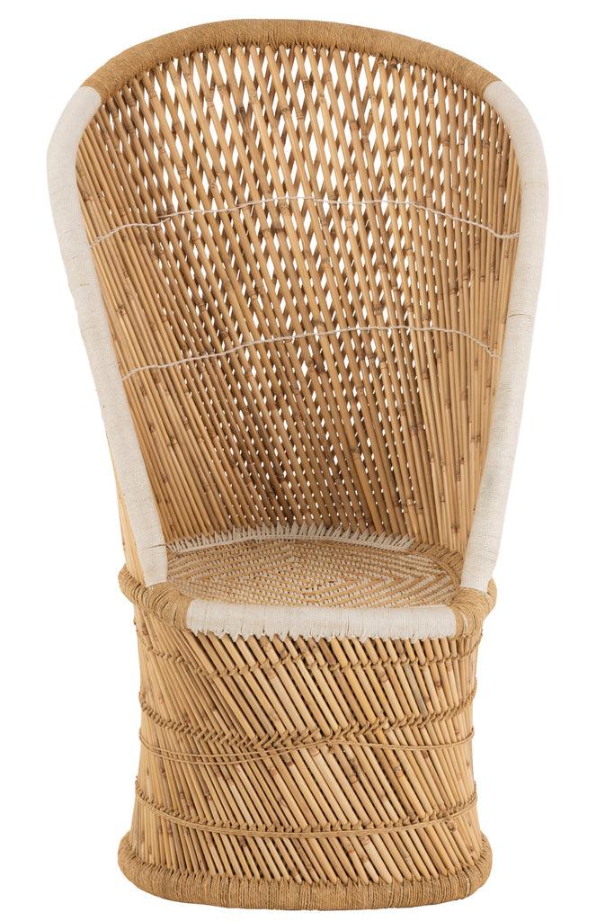 Stoel Rugsteun Bamboe Natural/Wit Volwassene , Fauteuil , J-Line , livinglovely.nl