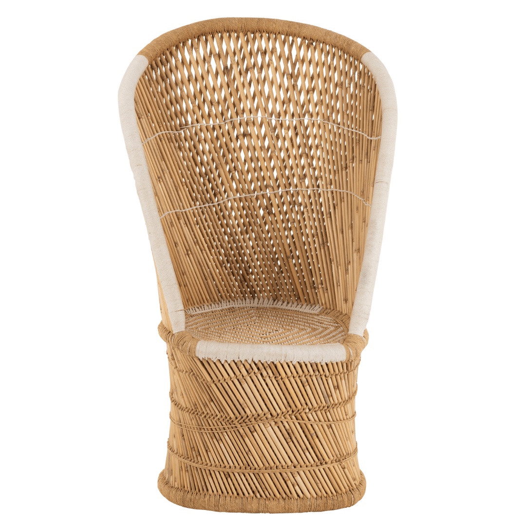 Stoel Rugsteun Bamboe Natural/Wit Volwassene , Fauteuil , J-Line , livinglovely.nl