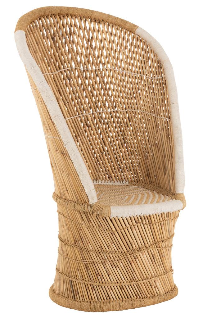 Stoel Rugsteun Bamboe Natural/Wit Volwassene , Fauteuil , J-Line , livinglovely.nl