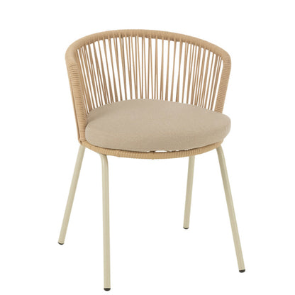 Stoel Toa Metaal/Koord Beige - Terrasstoel - J-Line - livinglovely.nl