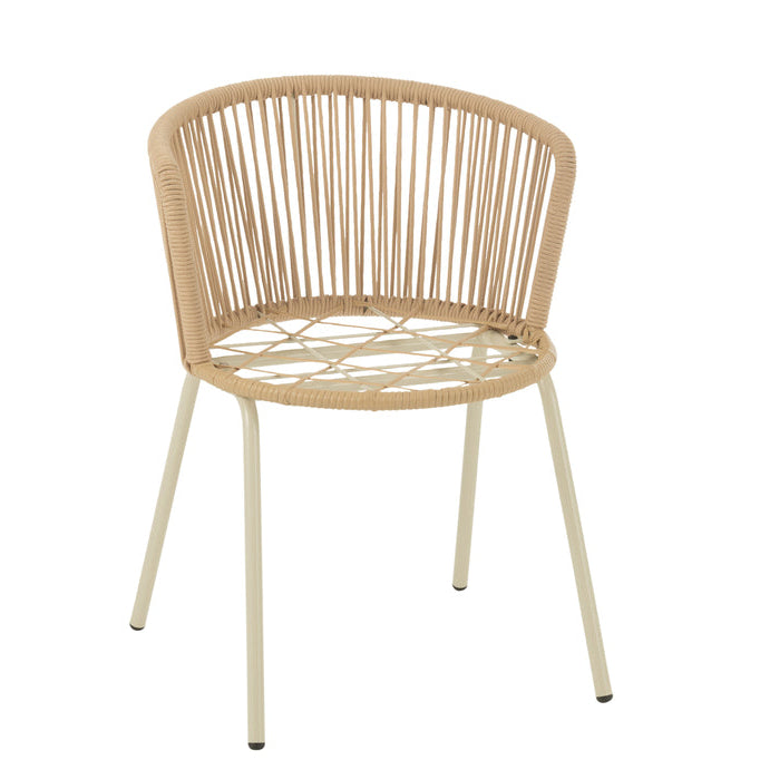 Stoel Toa Metaal/Koord Beige - Terrasstoel - J-Line - livinglovely.nl