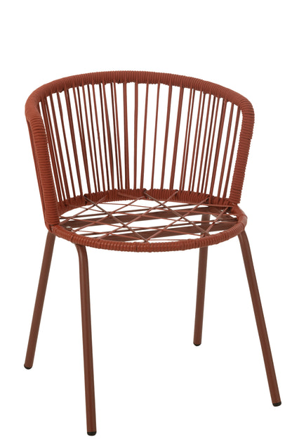 Stoel Toa Metaal/Koord Rood - Terrasstoel - J-Line - livinglovely.nl