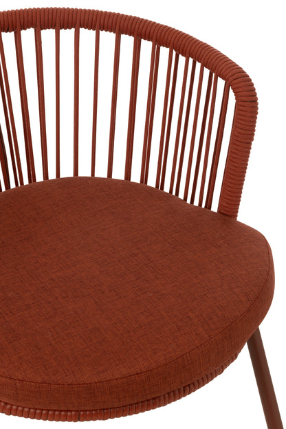 Stoel Toa Metaal/Koord Rood - Terrasstoel - J-Line - livinglovely.nl